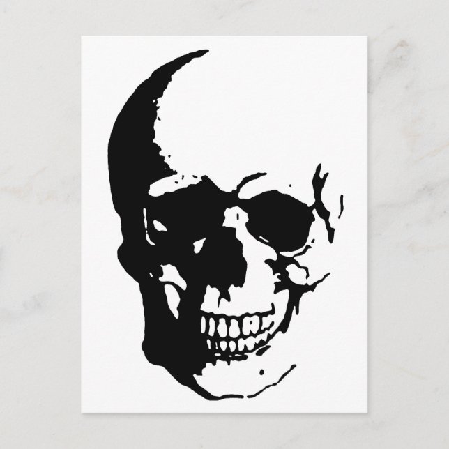 Skull - Black & White Metal Fantasy Art Postkarte (Vorderseite)