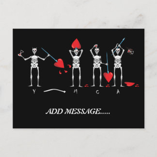 SKULL; BLACKBEARD YMCA POSTKARTE