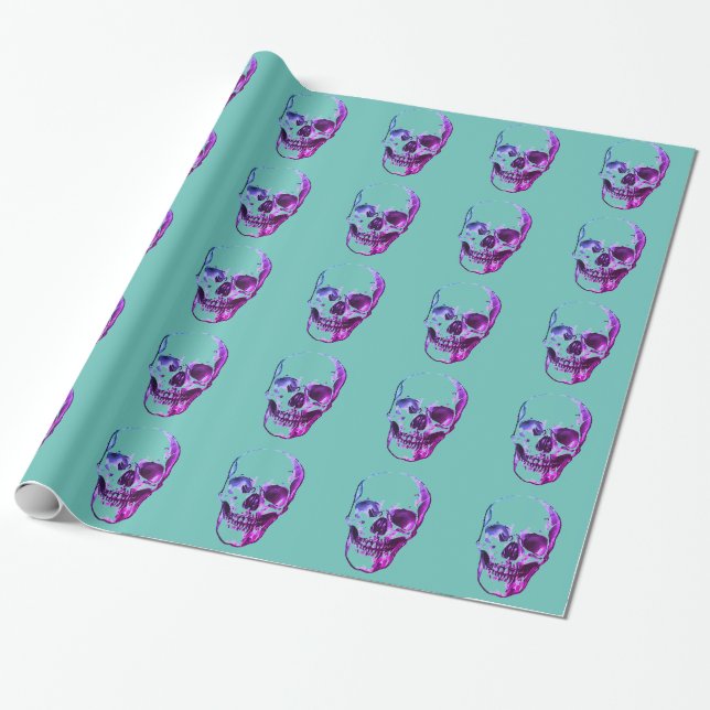 Skull Blue Geschenkpapier (Ungerollt)