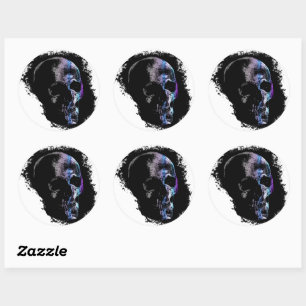 SKULL Blue Lila Runder Aufkleber