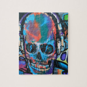 Skull, blue music Graffiti Street art, urban gow Puzzle