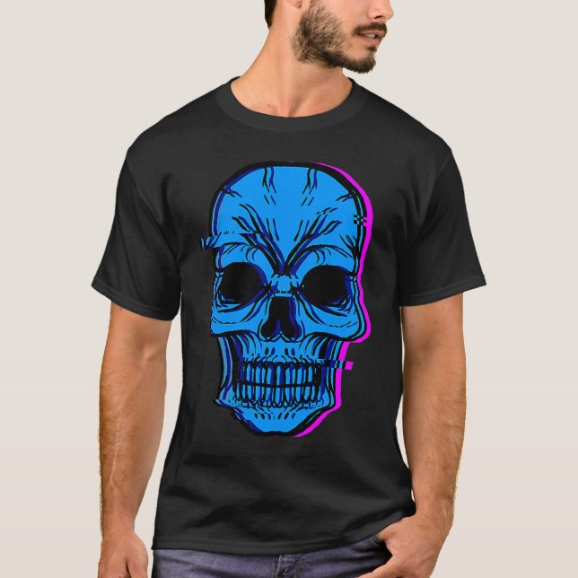 Skull Blue Skeleton Bones Party Perfect  Idea T-Shirt (Vorderseite)