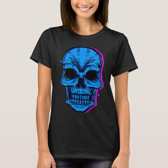 Skull Blue Skeleton Bones Party Perfect  Idea T-Shirt (Vorderseite)
