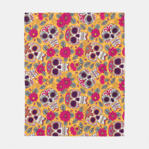 Skull-Blume: Hintergrund des mexikanischen Tages Fleecedecke