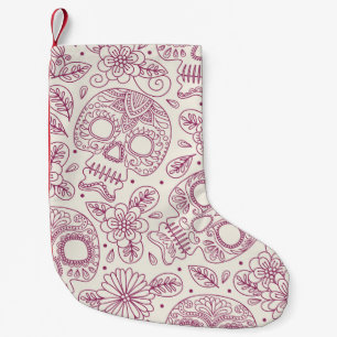 Skull Blume: Mexikanischer Tag Nahtlos. Kleiner Weihnachtsstrumpf