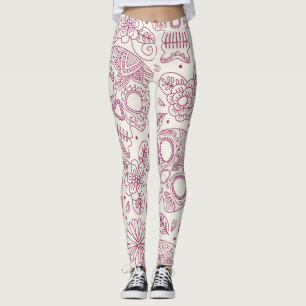 Skull Blume: Mexikanischer Tag Nahtlos. Leggings