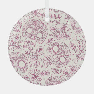 Skull Blume: Mexikanischer Tag Nahtlos. Ornament Aus Glas