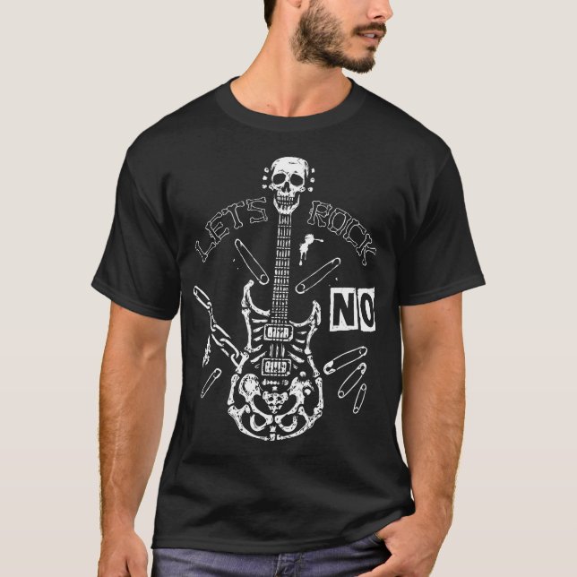 Skull Bone Gitarre Black T-Shirt (Vorderseite)