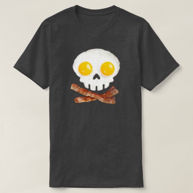 Skull & Bones Bacon & Eggs Frühstück T-Shirt (Design vorne)