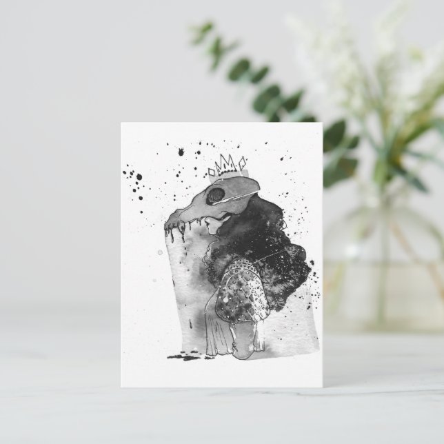 Skull & Bones Illustration Postkarte (Stehend Vorderseite)