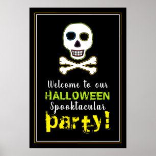 Skull & Bones, Neon Halloween Begrüßungszeichen Poster