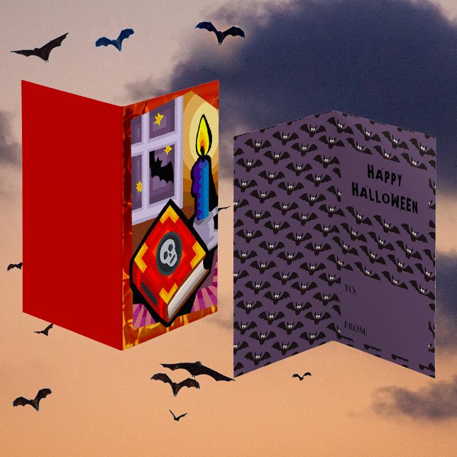 Skull Book Candle Bat Star Klassenzimmer Exchange  Visitenkarten (Skull Book Candle Bat Star Classroom Exchange Card)