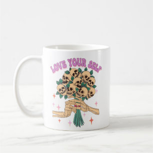 Skull Bouquet Liebe Sie selbst Valentine Retro Ros Kaffeetasse