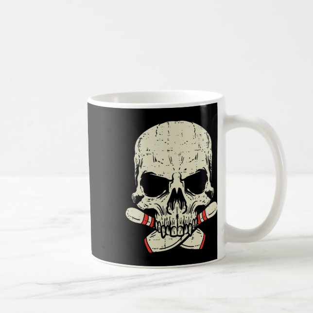 Skull Bowling Buttone Skeleton Head Bowler Men Boy Kaffeetasse (Rechts)