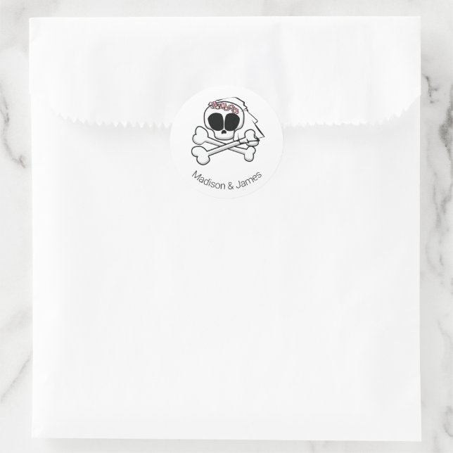 Skull Bride Runder Aufkleber (Tasche)