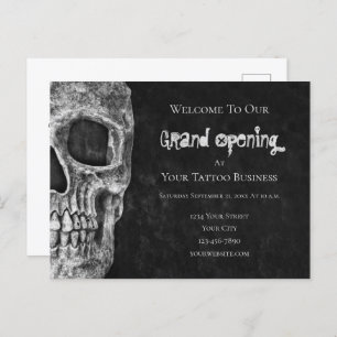 Skull Budget Grand Opening Schwarz-weiß Tattoo Sho Postkarte