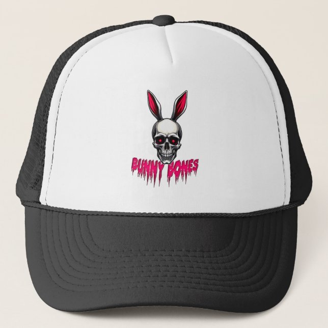 Skull Bunny – Dark Easter Art - boné Truckerkappe (Vorderseite)