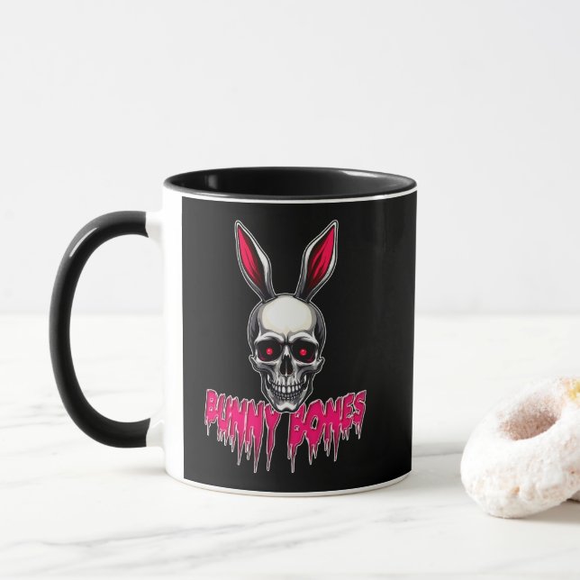 Skull Bunny – Dark Easter Art - caneca Tasse (Mit Donut)