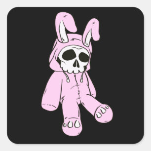 Skull Bunny Pink Dead Bunny Costume Skelett Quadratischer Aufkleber
