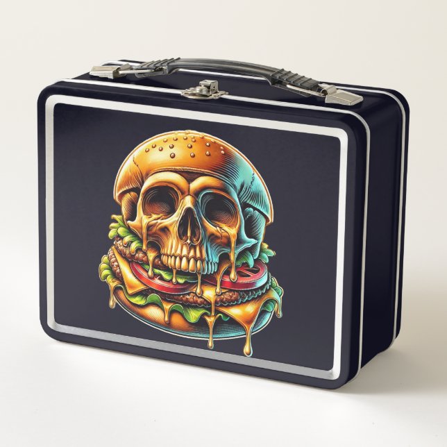 Skull Burger Metall Brotdose (Vorderseite)