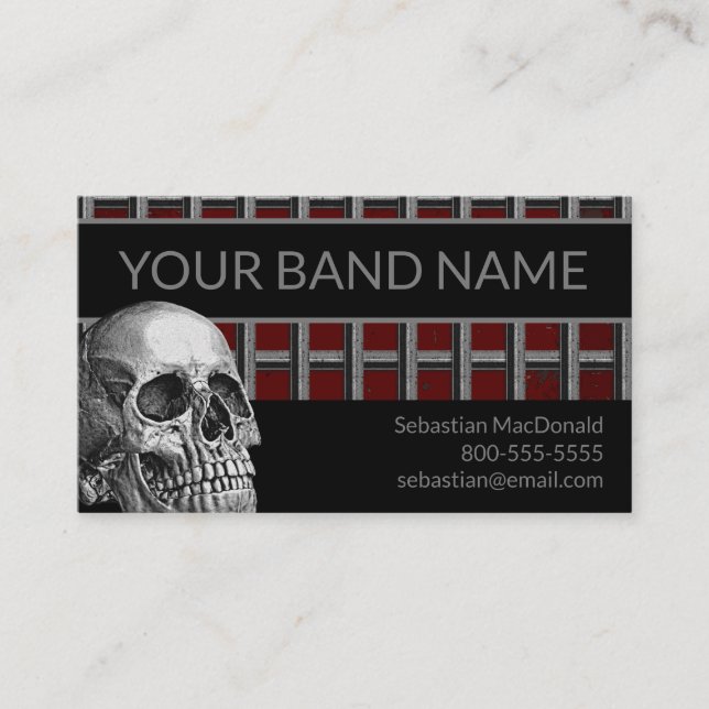 Skull Business Card Rock Band Metal Musician Music Visitenkarte (Vorderseite)