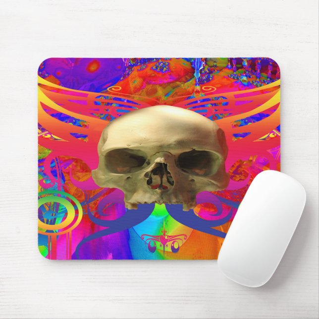 Skull Butterfly in Color Mouse Mat Mousepad (Mit Mouse)