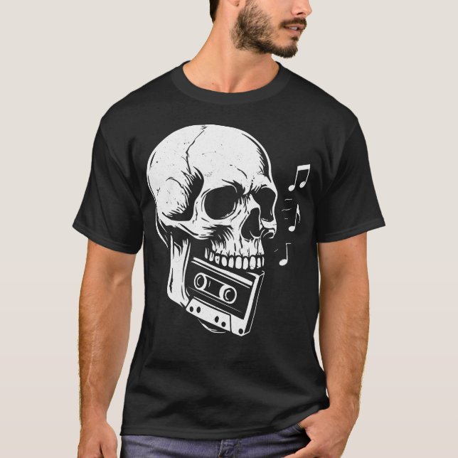 Skull Cassette Punk Black T-Shirt (Vorderseite)