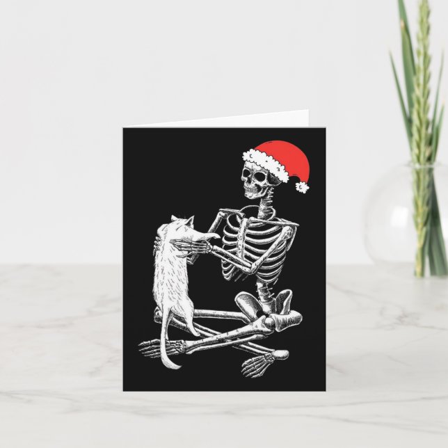 Skull Cat Christmas Karte (Vorderseite)