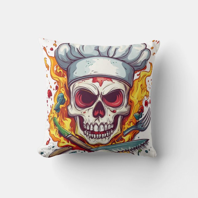 Skull Chef Kitchen Master Kissen (Vorderseite)