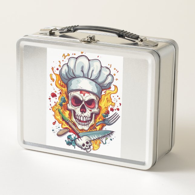 Skull Chef Kitchen Master Metall Brotdose (Vorderseite)