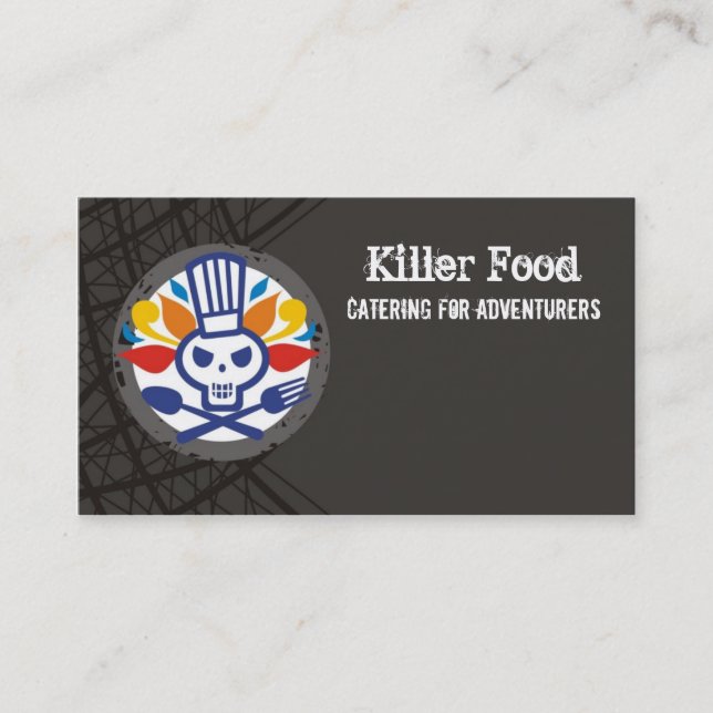 Skull chef utensils crossbones catering biz cards visitenkarte (Vorderseite)