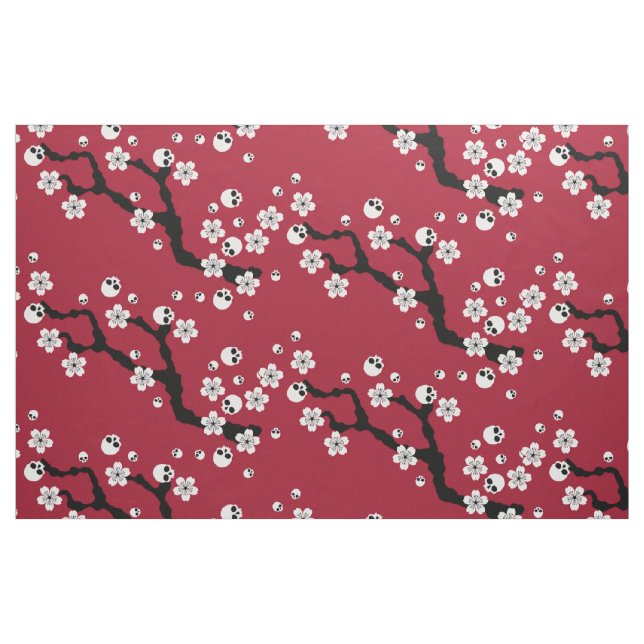 Skull Cherry Blüten Stoff (Fat Quarter (45,7 x 55,9 cm))