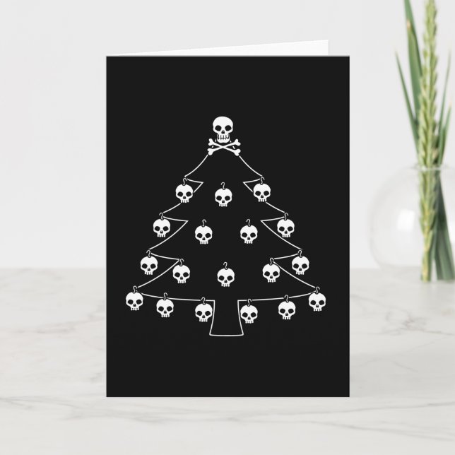 Skull Christmas Tree Feiertagskarte (Vorderseite)