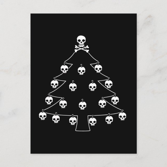Skull Christmas Tree Feiertagspostkarte (Vorderseite)