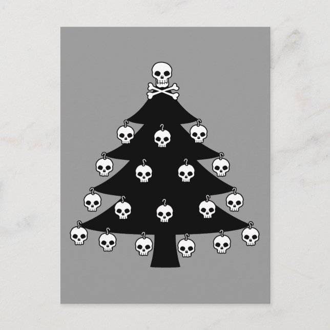 Skull Christmas Tree Feiertagspostkarte (Vorderseite)