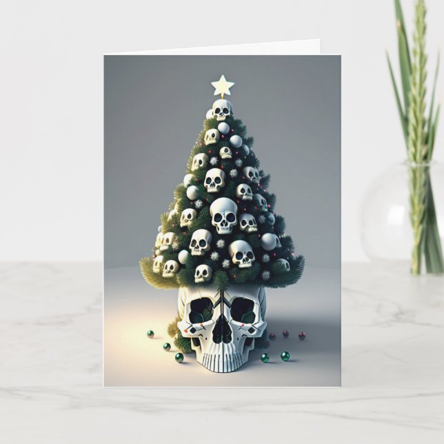 Skull Christmas Tree Karte (Vorderseite)