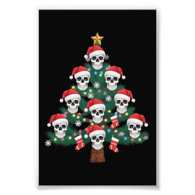 Skull Christmas Tree Pajama Cool Skeleton Santa Fotodruck (Vorne)