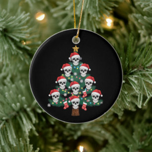 Skull Christmas Tree Pajama Cool Skeleton Santa Keramik Ornament