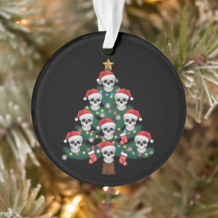 Skull Christmas Tree Pajama Cool Skeleton Santa Ornament
