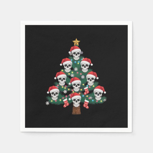Skull Christmas Tree Pajama Cool Skeleton Santa Serviette (Vorderseite)