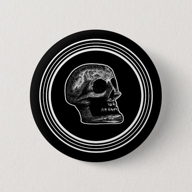 SKULL - Circle Black & White Button (Vorderseite)