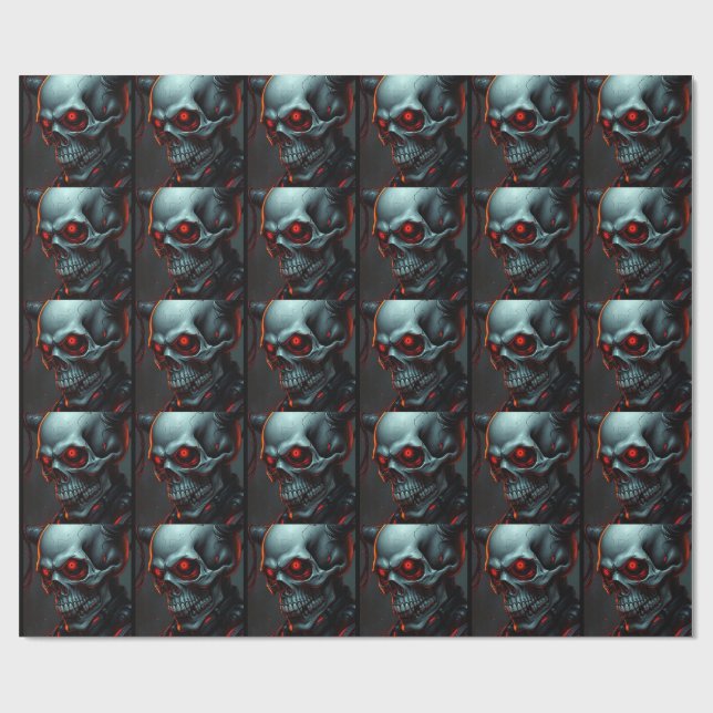 Skull Comic Style Illustration Fantasy Art Geschenkpapier (Flach)