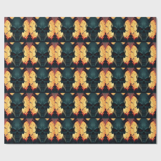 Skull Comic Style Illustration Fantasy Art Geschenkpapier (Flach)