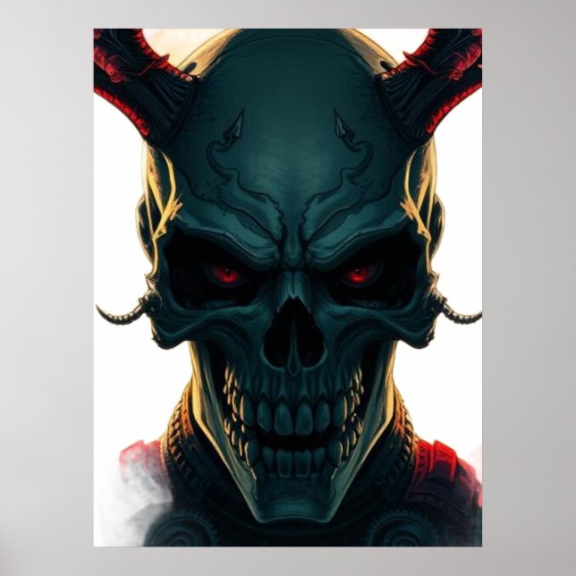 Skull Comic Style Illustration Fantasy Art Poster (Vorne)
