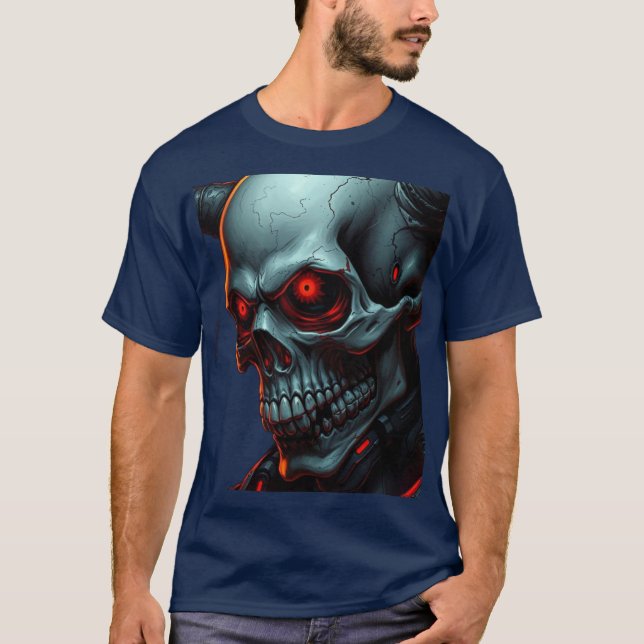 Skull Comics Style Illustration Fantasy Art T-Shirt (Vorderseite)
