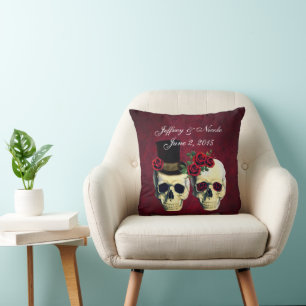 Skull Couple Bride und Groom Custom Wedding Kissen