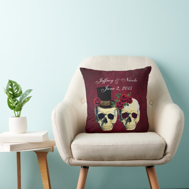 Skull Couple Bride und Groom Custom Wedding Kissen (Stuhl )
