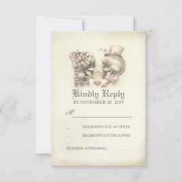Skull Couple Day Wedding RSVP Cards Karte
