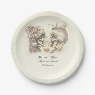 Skull Couple Gothic Wedding Pappteller