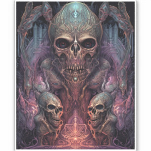 Skull Creepy Surreal Horror Art Aufkleber